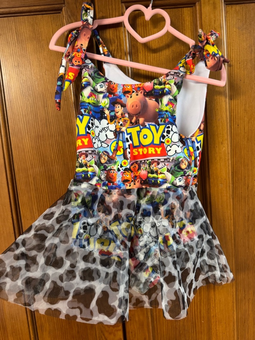 Lilly in the Alley Toy Story Print Tulle Dress with Cowprint Overlay